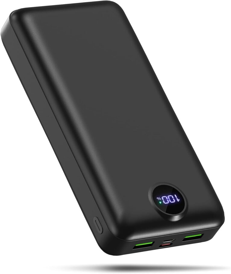 PowerBank 50.000 mAh, große Kapazität, 3-in-1-Ladekabel, 22,5 W, externer Schnellladeakku, USB-C 3 Ausgänge und 2 Eingänge, LED-Anzeige, Powerbank, kompatibel mit iPad, iPhone, Android usw. Schwarz