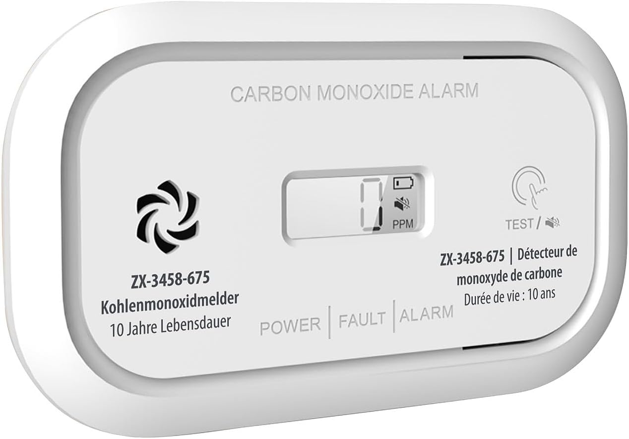 VisorTech CO-Melder: Digitaler Kohlenmonoxidmelder, 85 dB, LCD-Display, nach DIN EN 50291 (Co2-Alarm, CO-Wächter, BBQ)