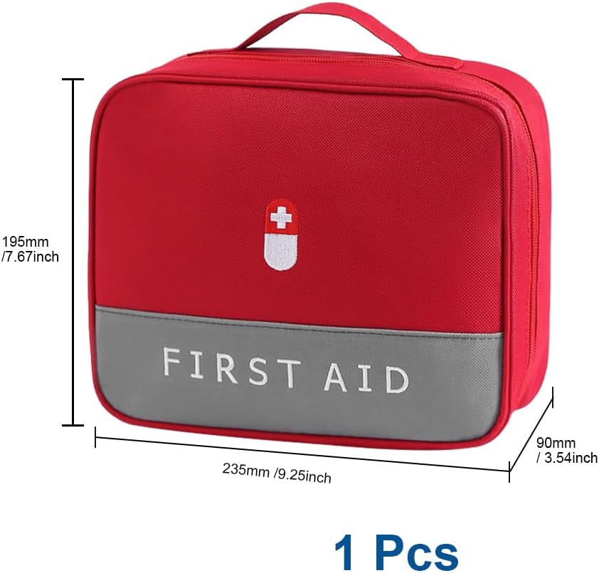 1-teiliges Erste-Hilfe-Set, wasserdichtes Erste-Hilfe-Set, tragbarer leerer Erste-Hilfe-Koffer, ideal für Familien, Camping und den Außenbereich (rot, 23,5 x 9 x 19,5 cm) – Bild 2