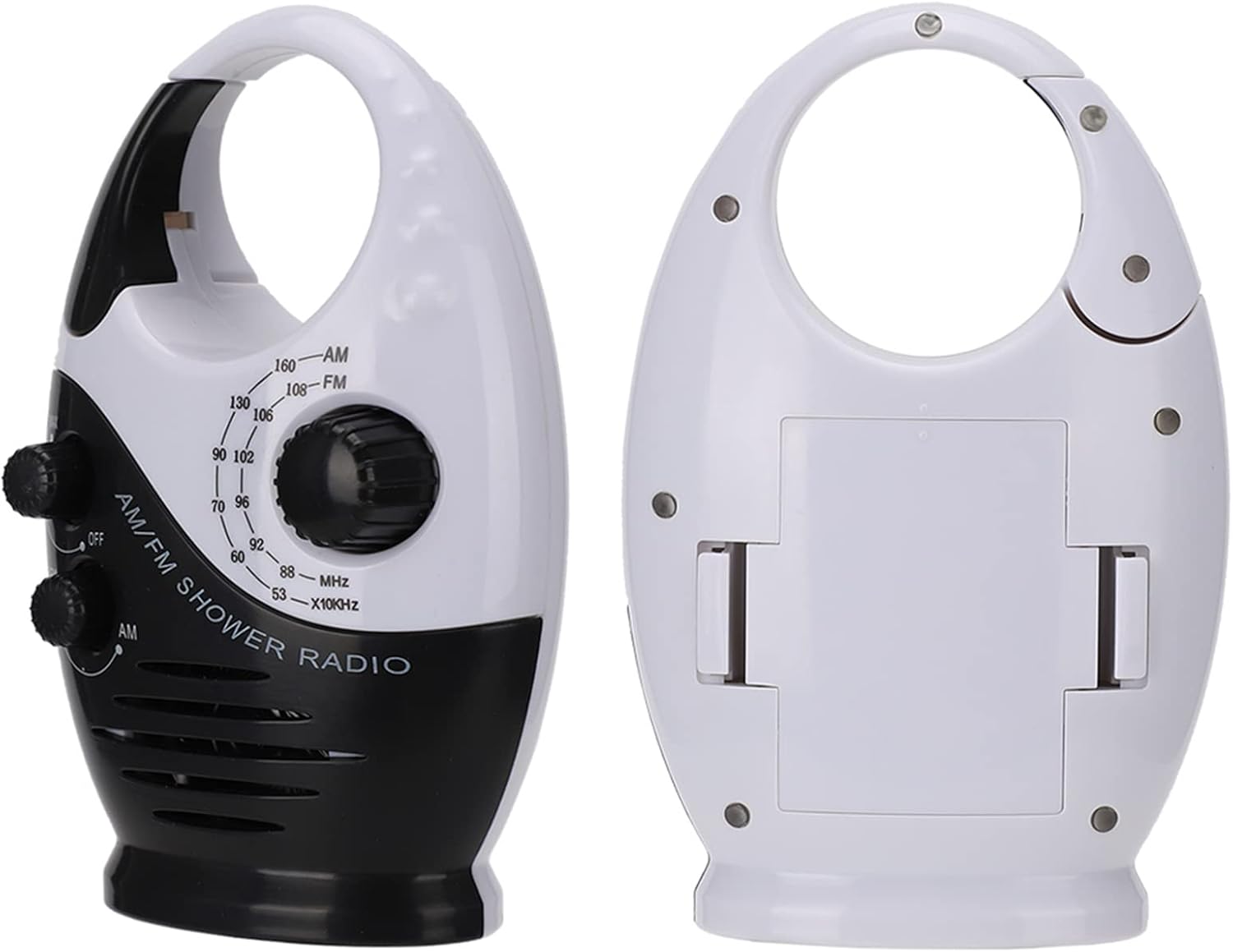 Yunseity Wasserdichtes Duschradio, tragbares AM-FM-Radio mit Hakendesign, batteriebetriebenes Radio, eingebauter Lautsprecher, für Badezimmer, Küche, Outdoor (schwarz) – Bild 7