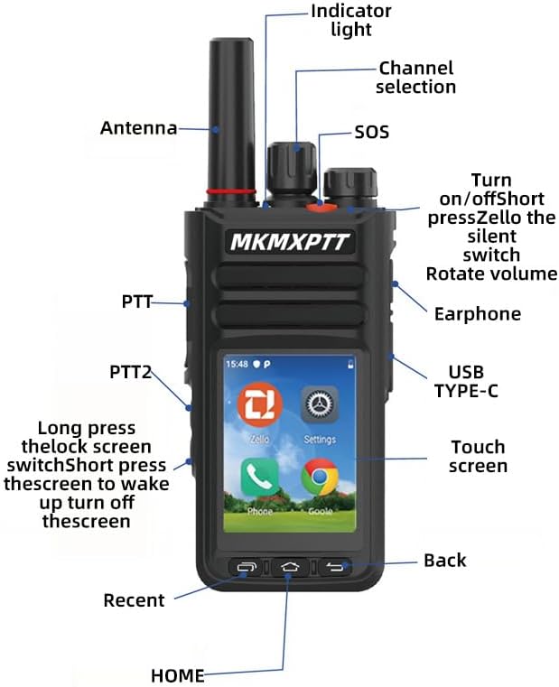 Globales HD-Walkie-Talkie, 2,4-Zoll-TFT-Touchscreen, Android 9.0, WLAN, Bluetooth, GPS, 2G/3G/4G-Unterstützung – Bild 4
