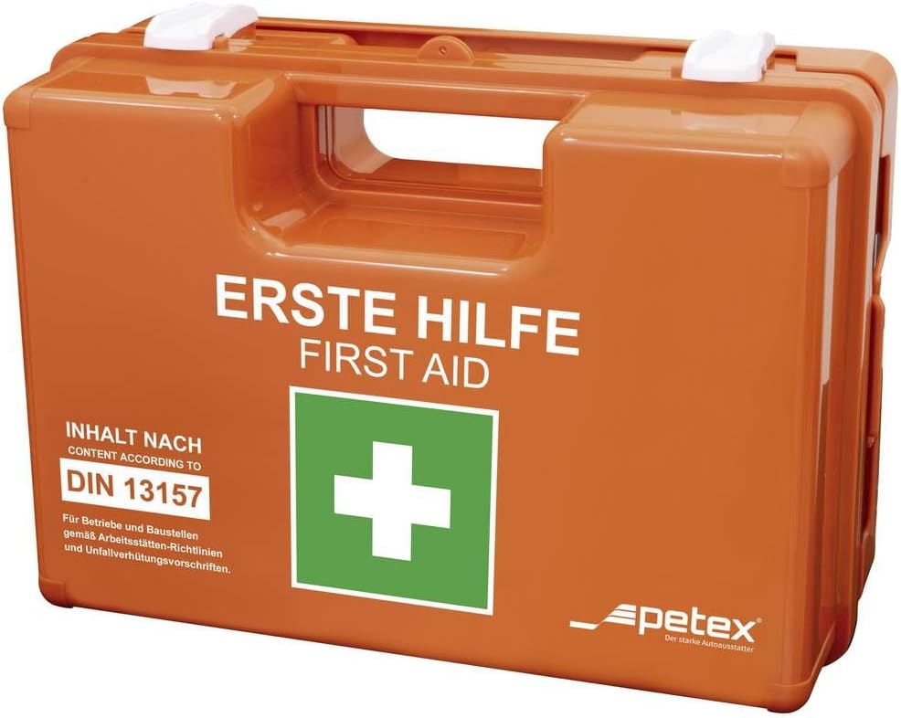Petex Professional Professioneller Erste-Hilfe-Kasten DIN 13157 mit Wandhalterung Orange – Bild 4
