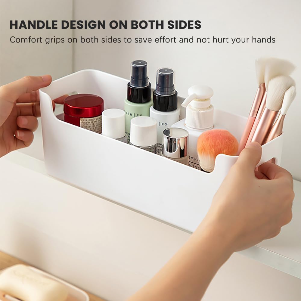 Aufbewahrungskorb, 4-teiliger Badezimmer-Organizer, Schubladen-Organizer | Schminktisch-Organizer, U-Port-Organizer-Box für Schreibwaren, Socken, Unterwäsche, Datenkabel (weiß, 25,5 x 8,5 x 8 cm) – Bild 3