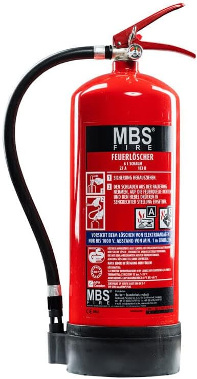 MBS FIRE Schaum-Feuerlöscher 6 L mit Manometer mit Wartungszertifikat 27A 183B, 2 Stück – Bild 4