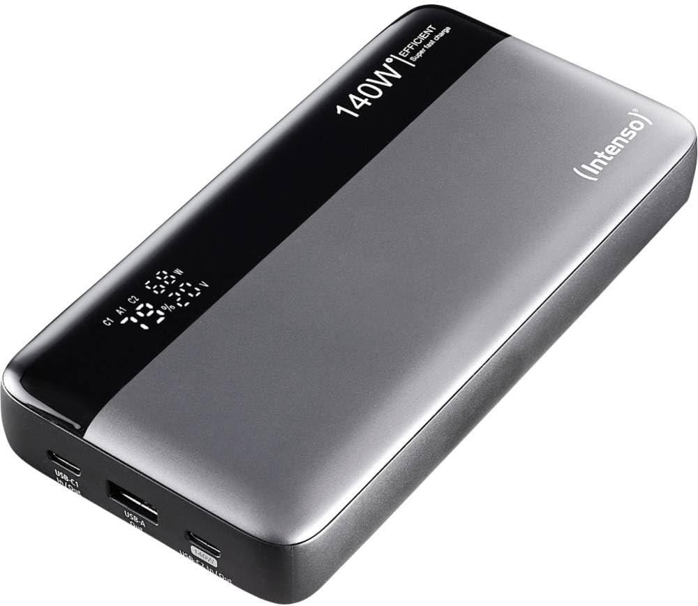 Intenso Powerbank HE25000 140 W Stromversorgung, 25000 mAh externer Akku, Schnellladung für MacBook, iPhone, Samsung Galaxy, iPad – USB-C-Kabel und Tragetasche im Lieferumfang enthalten – Bild 4