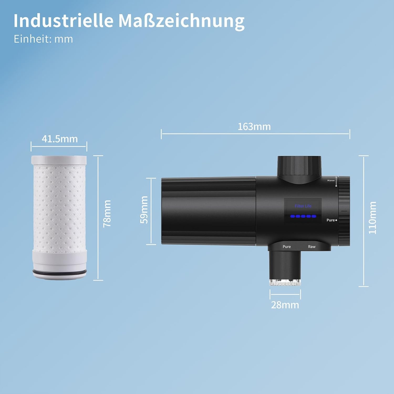 HOMELODY Wasserfilter, Trinkwasser für die Küche, entfernt Chlor, Schwermetalle und Kalk, verbessert den Geschmack, 12 x Adapter, blaues Licht und 1 Filter im Lieferumfang enthalten, Wasserfilterhahn 3.0 mit LED-Anzeige – Bild 9