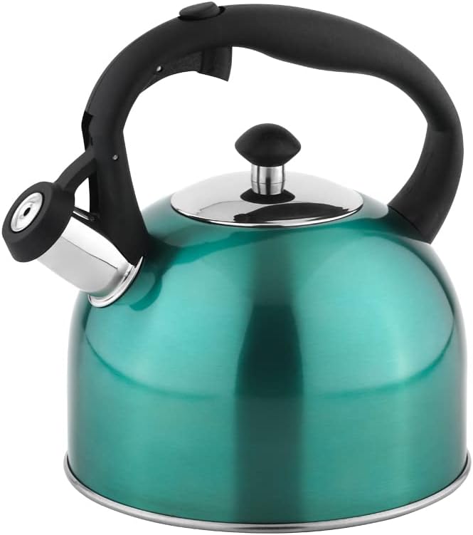 Amazon Basics – Teekessel aus Edelstahl, 2,3 Liter, Blaugrün