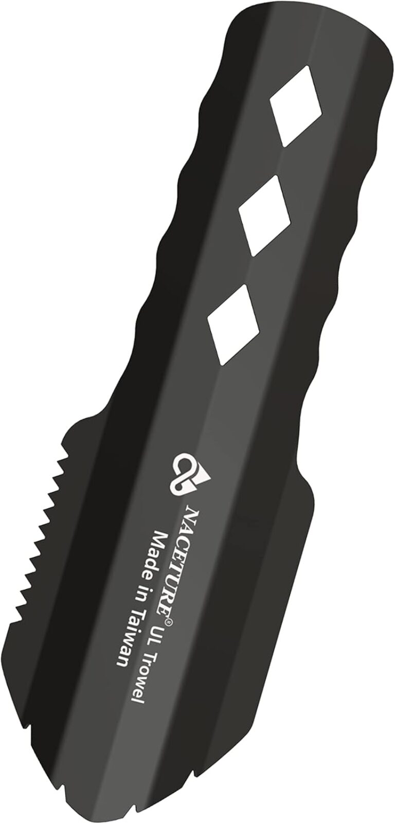 NACETURE Ultraleichte Rucksackkelle, Aluminiumschaufel, kleines Töpfchen, Multitool mit längerem Griff-Design, unverzichtbar für Wandern, Camping und Survival-Taschen (schwarz, 1 Packung)