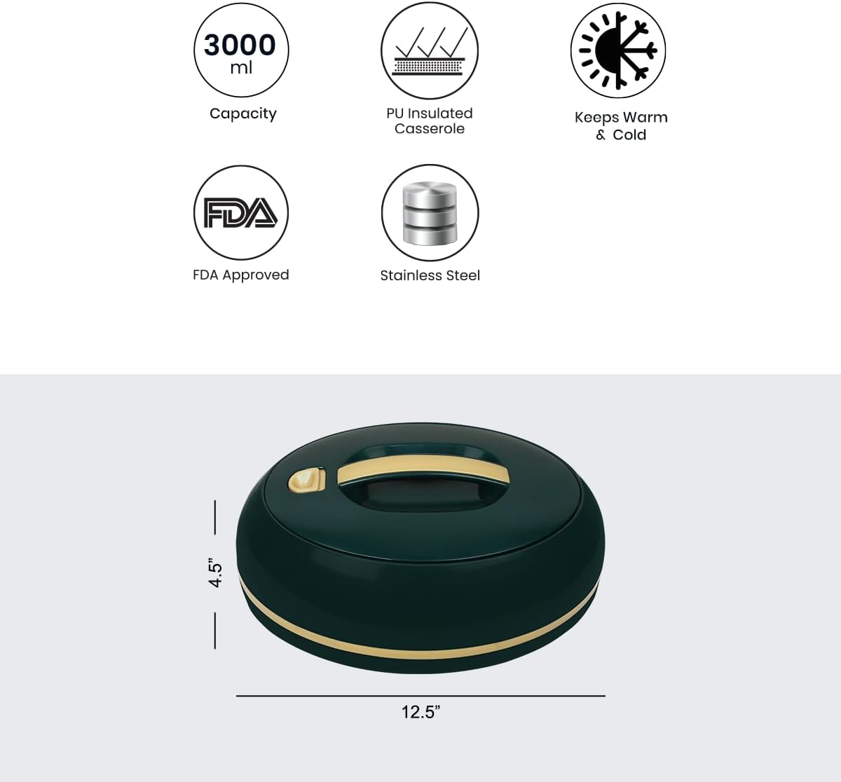 Eleganter großer ovaler Thermobehälter, Deckel praktisch zu öffnen, 3 Liter, luxuriöser Hot Pot/Kühler, Thermo-Servierschüssel für Buffet/Partys, Edelstahl, Warmhaltebehälter, dunkles Kiefernholz – Bild 3