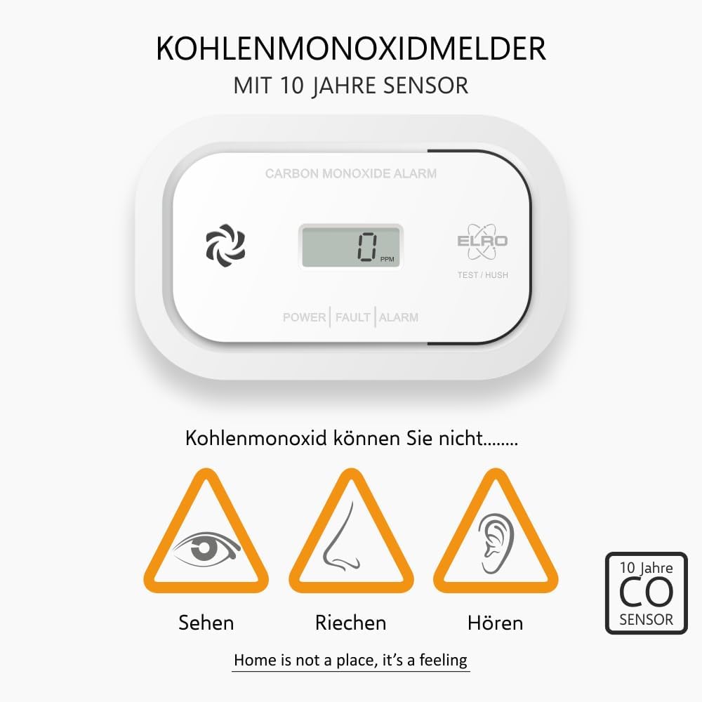 ELRO FC5010 Kohlenmonoxidmelder mit 10-Jahres-Batterie und Display | CO-Detektor entspricht der europäischen Norm EN50291 – Bild 2