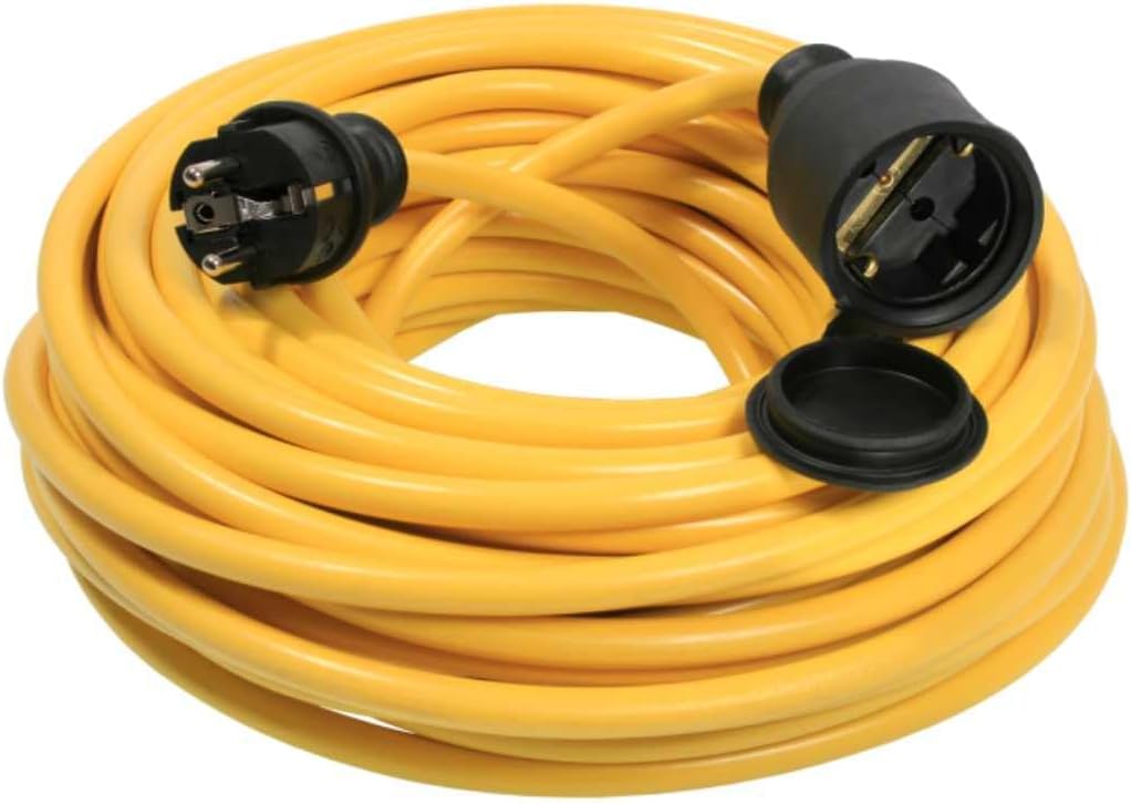 as - Schwabe Verlängerungskabel 15m - 230V, 16A Schutzkontaktstecker - Outdoor-Stromverlängerungskabel - Outdoor-Verlängerungskabel - K35 AT-N07V3V3-F 3G2,5 - IP44 - Made in Germany, Gelb, 60342