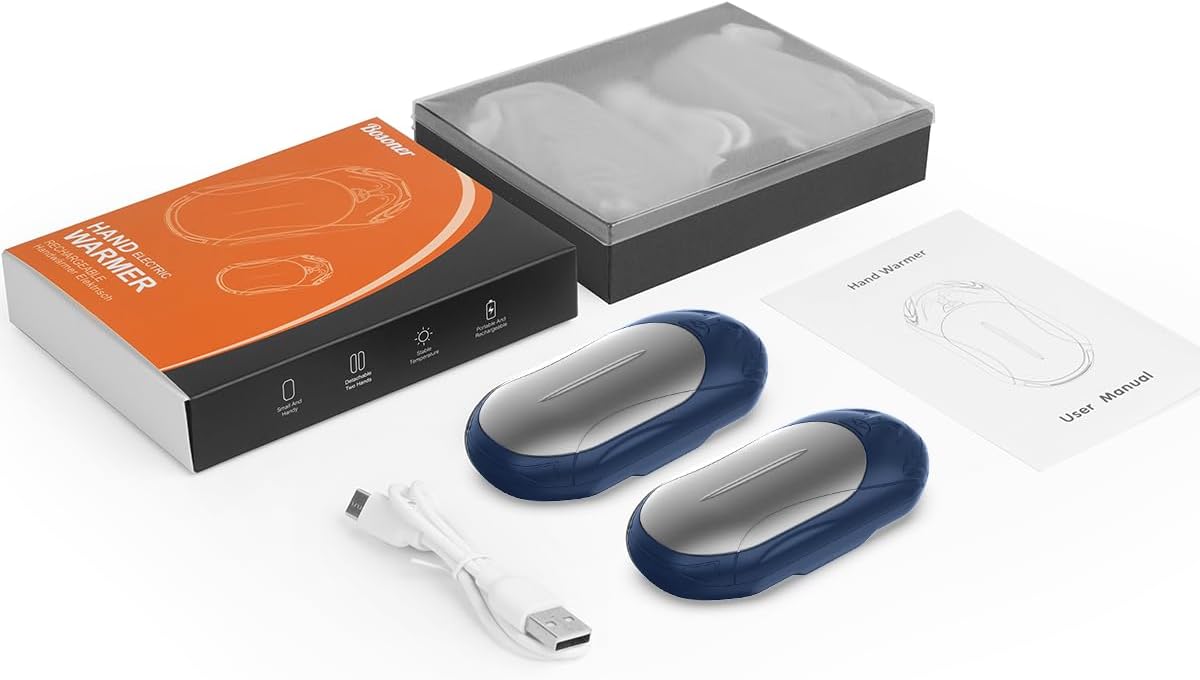 BOSONER Handwärmer, elektrischer Taschenwärmer, wiederaufladbar: 2er-Set, 6000 mAh elektrischer Handwärmer, USB wiederaufladbar, tragbarer Taschenwärmer, ideales warmes Geschenk für Männer und Frauen – Bild 7
