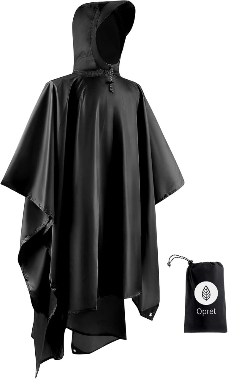 Opret Wasserdichter Regenponcho für Damen und Herren, leichtes, atmungsaktives Regencape, 3-in-1-Multifunktions-Regenmantel, Regenschutz, Regenponcho für Wandern und Camping, Marineblau