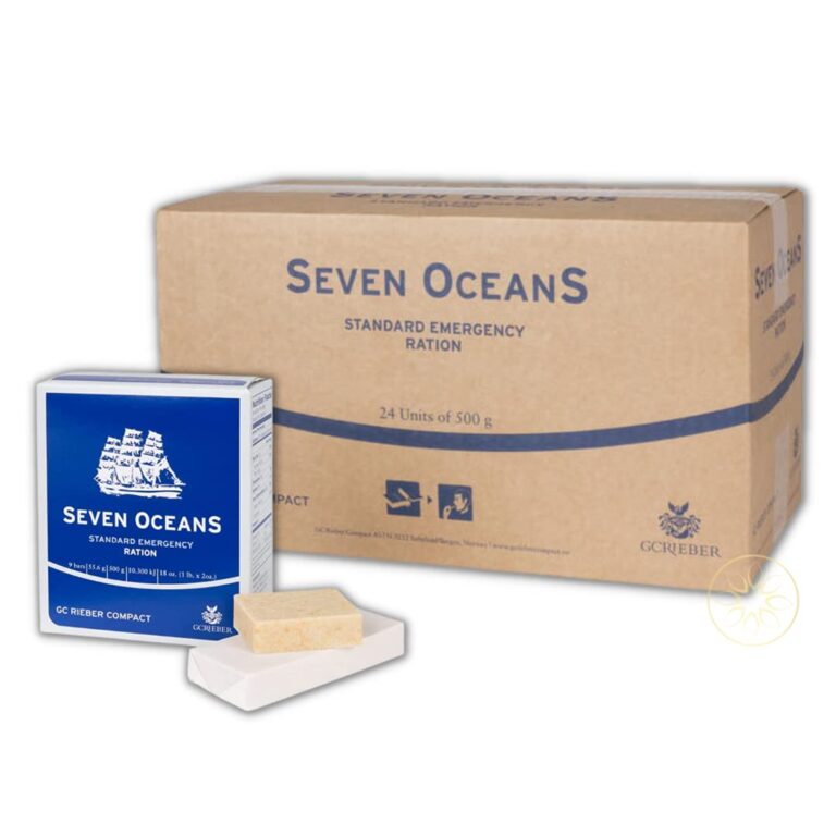 Notfallnahrung, Seven Oceans XXL Notfallnahrung (24 x 500 g), energiereiche Notration mit Vitaminen, extrem haltbare Einheiten, Überlebensnahrung