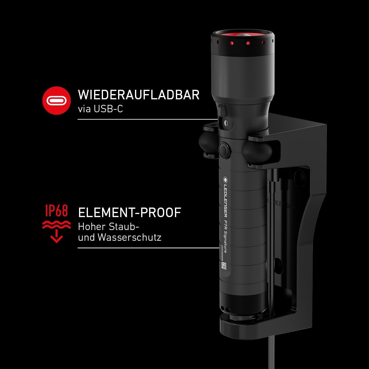 Ledlenser P7R Signature LED-Taschenlampe, wiederaufladbar, 2500 Lumen, 340 m Fokus, 8 Modi, USB-C, IP68 wasserdicht, 80 Stunden Betriebszeit, taktisch für Outdoor, Notfälle, Wandern, Camping – Bild 5