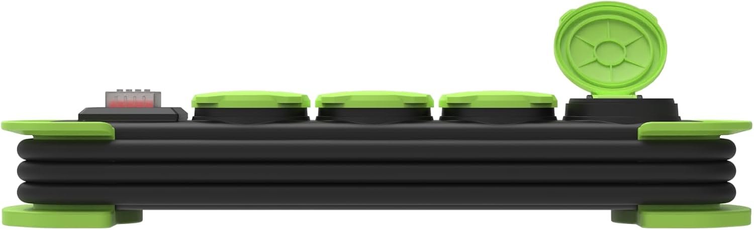 MutecPower Steckdosenleiste 4-Fach Mehrfachsteckdose Outdoor mit Schalter IP44 Outdoor Schutzkontaktsteckdosen mit Klappdeckel und 1,4m Rollkabel 16A/250V H05RR-F 3G 1,5 Schwarz/Grün – Bild 3