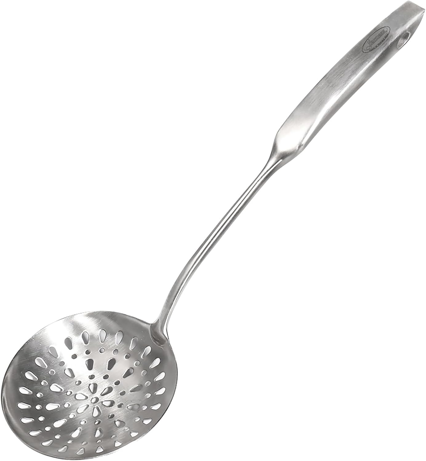 Schälkelle Schaumlöffel, (rostfrei, einteilig geformt, langlebig) Neuheit Schaumlöffel aus Edelstahl 304 mit Vakuum-ergonomischem Griff, Siebkelle mit komfortablem Griffdesign für die Küche, 38 cm