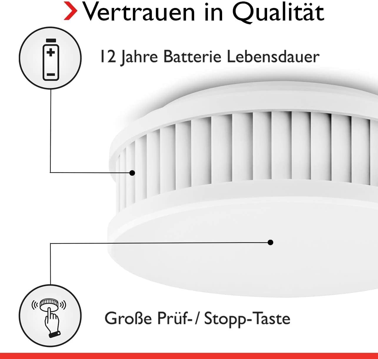 Pyrexx PX-1 Rauchmelder – 4er-Pack – 10-Jahres-Batterie mit Magnethalterung ohne Bohren und LED-Blinken, zertifiziert nach Q-Label, weiß – Bild 3