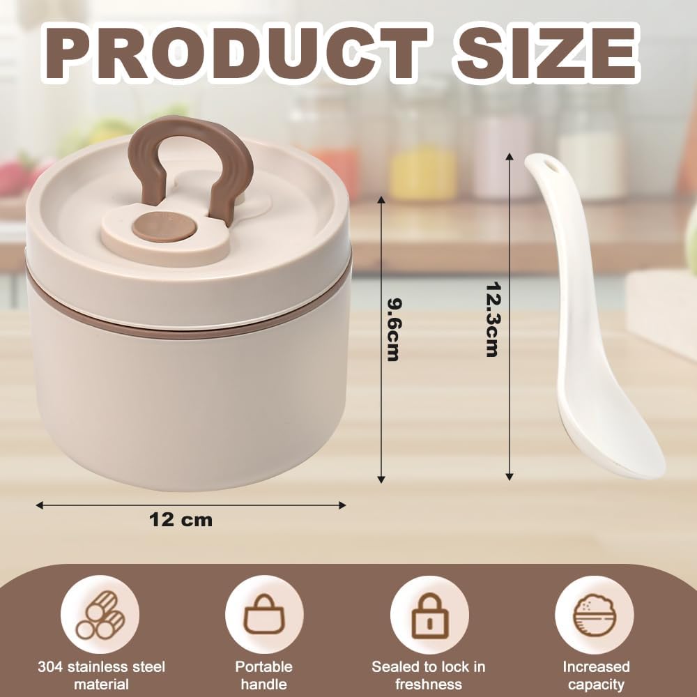 Kleemeiero Thermo-Lebensmittelbehälter 650 ml, Thermobehälter für Lebensmittel, Warmhaltebehälter für Lebensmittel mit Löffel, Lebensmittelbehälter, Thermo-Lebensmittelbehälter, Thermo-Wärmebox für Lebensmittel, Thermo-Lunchbehälter – Bild 2