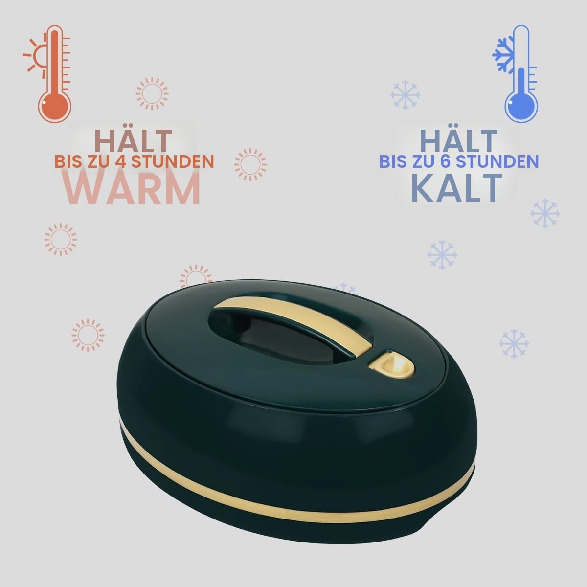 Eleganter großer ovaler Thermobehälter, Deckel praktisch zu öffnen, 3 Liter, luxuriöser Hot Pot/Kühler, Thermo-Servierschüssel für Buffet/Partys, Edelstahl, Warmhaltebehälter, dunkles Kiefernholz – Bild 5