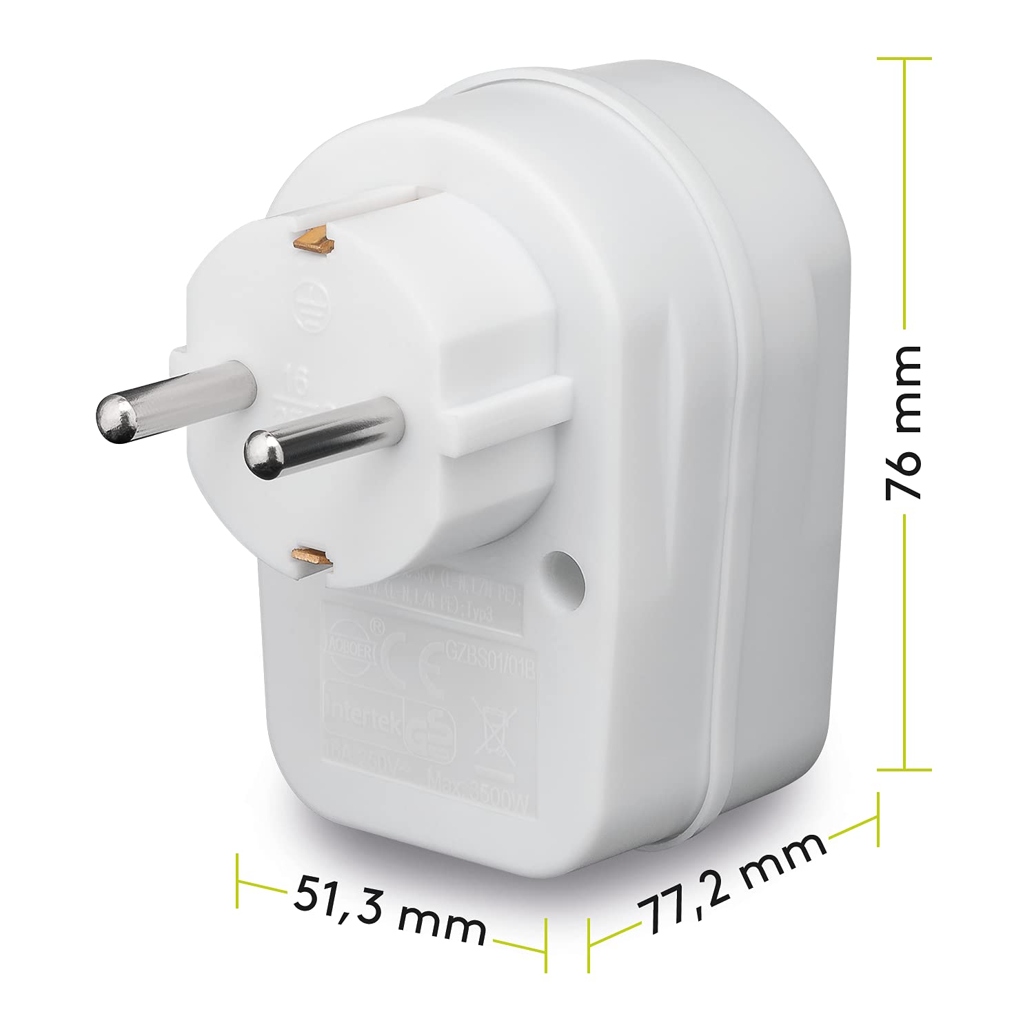 goobay Überspannungsschutz-Steckdose 16A 230V – Blitzschutz-Adapterstecker 3500W – Schutz vor Spannungsspitzen für TV, PC & Router – mit LED & Kindersicherung – Weiß 51270 – Bild 3