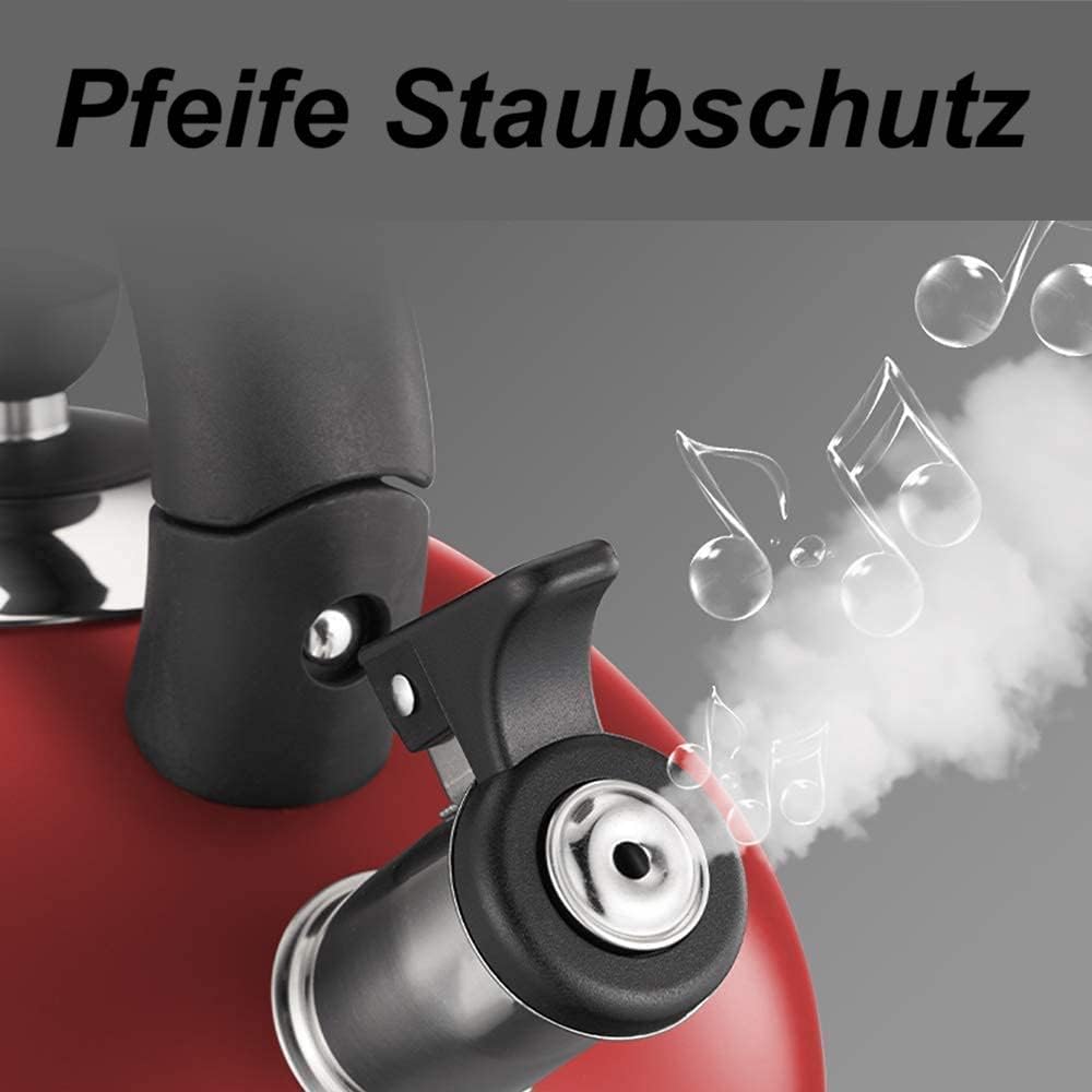 RHP Induktions-Edelstahl-Wasserkocher mit Pfeife (2,5 l) I Pfeifenkessel, Pfeifkessel, Teekessel – für alle Herdarten – Küche & Camping – hitzebeständiges & rutschfestes Design – für Tee, Kaffee (lila) – Bild 5