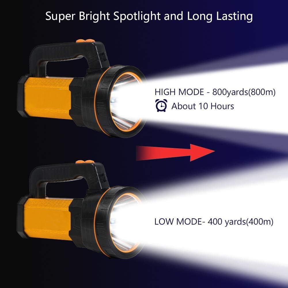 LED-Taschenlampe, extrem hell, USB-C, wiederaufladbar, mit Laterne, starke Metall-Handtaschenlampe, großer Akku, 10000 mAh, Handscheinwerfer, 10000 Lumen, Akku, Taschenlampe superhell, mit Griff-Tragegurt – Bild 4