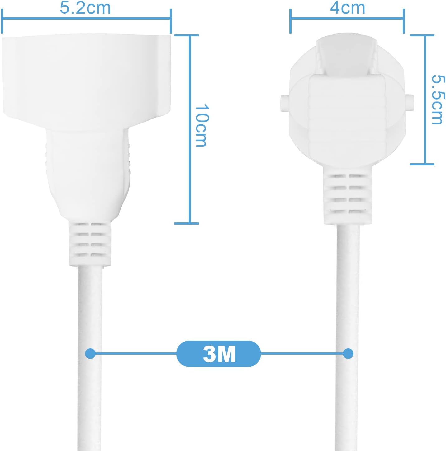 RealMade Verlängerungskabel, mit Kinderschutzstecker, 3680 W Schutzkontaktverlängerung für den Innenbereich, 16A/250V, weiß – Bild 2