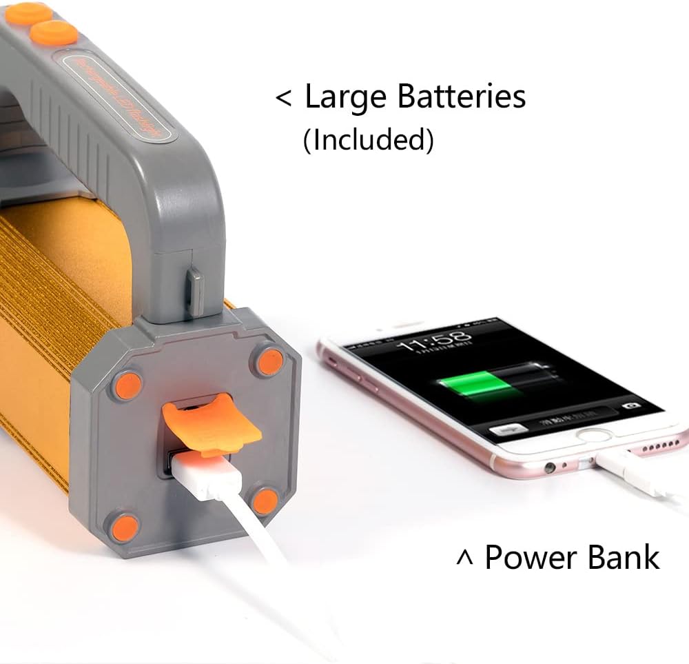 LED-Taschenlampe, extrem hell, USB-C, wiederaufladbar, mit Laterne, starke Metall-Handtaschenlampe, großer Akku, 10000 mAh, Handscheinwerfer, 10000 Lumen, Akku, Taschenlampe superhell, mit Griff-Tragegurt – Bild 6