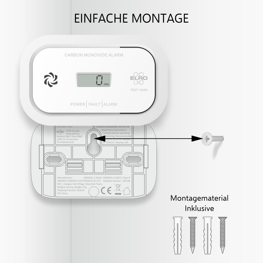 ELRO FC5010 Kohlenmonoxidmelder mit 10-Jahres-Batterie und Display | CO-Detektor entspricht der europäischen Norm EN50291 – Bild 7