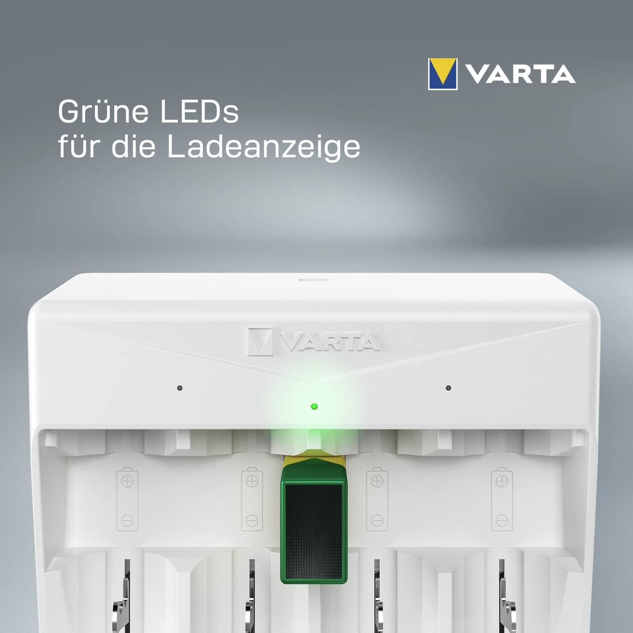 VARTA Batterieladegerät, Batterieladegerät für wiederaufladbare Batterien, lädt 2 oder 4 AA, AAA, C, D oder 1 x 9 V gleichzeitig, Universal-Ladegerät, mit Sicherheitsabschaltung, unbestückt | für wiederaufladbare NiMH-Akkus, Sicherheitsabschaltung, Überlade- und Verpolungsschutz, mit LED-Ladeanzeige, kompaktes Gerät – Bild 9