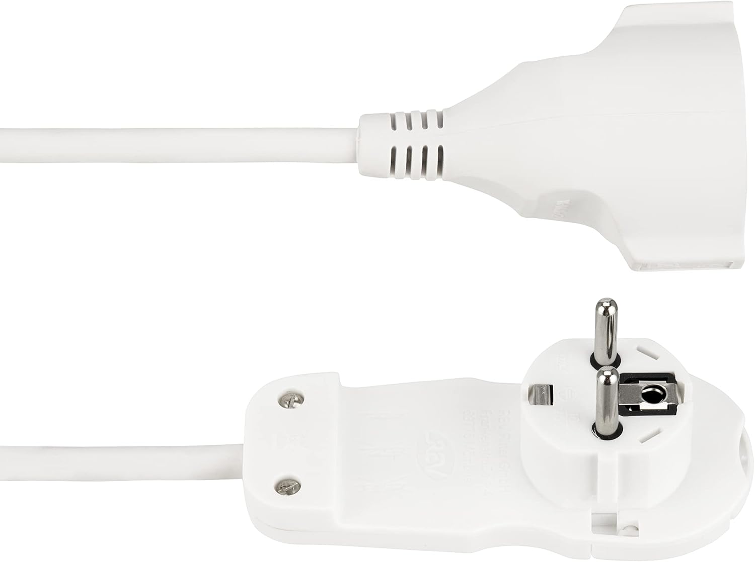 REV Smart Flat Plug Steckerverlängerung, Flachstecker 8 mm, Verlängerungskabel 3 m, max. 3.680 W, Weiß – Bild 5
