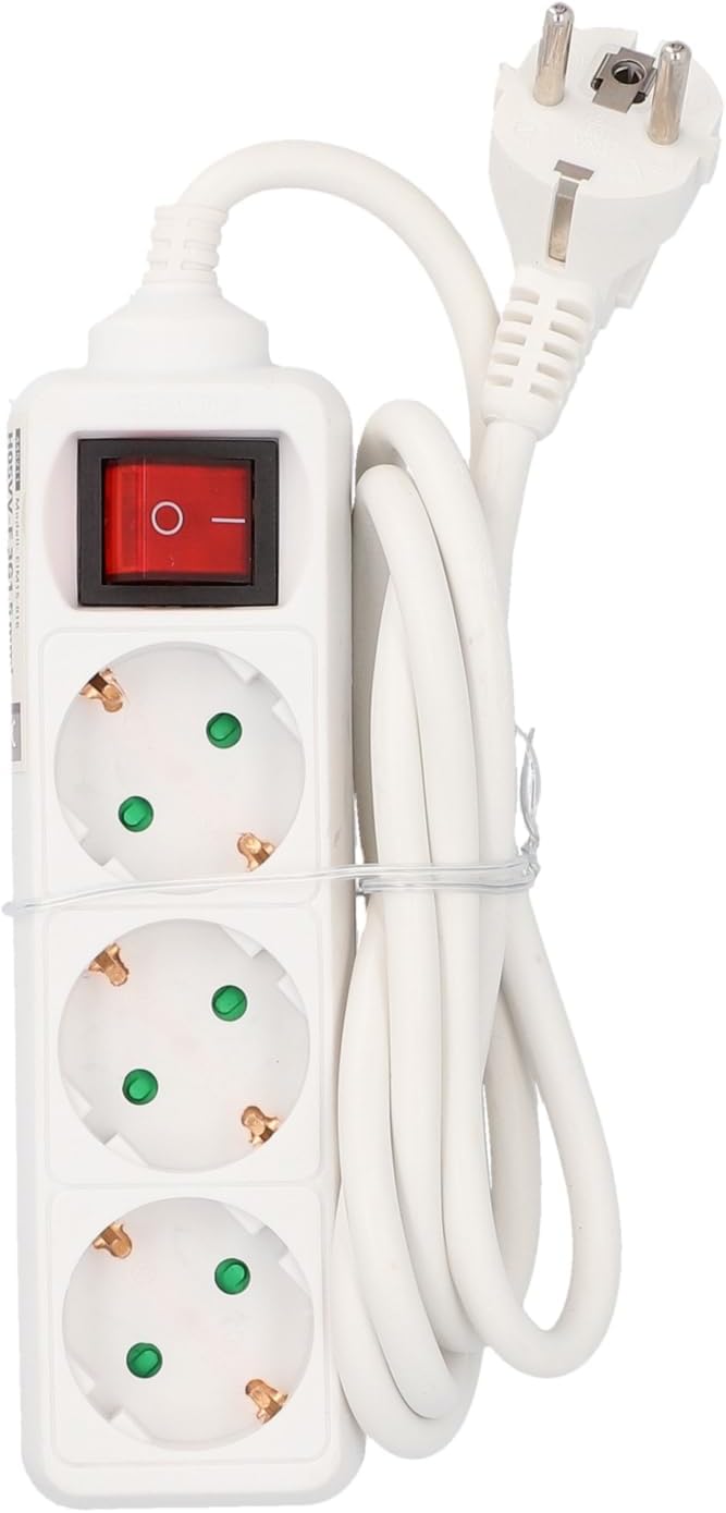 Unitec Steckdosenleiste 3-fach mit Schalter, 1,4 m. Weiß, 445211. – Bild 6