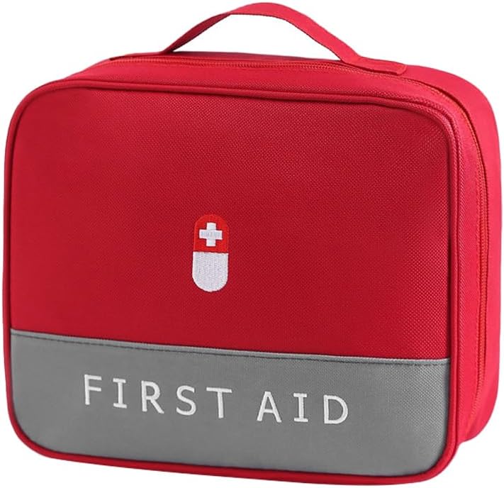 1-teiliges Erste-Hilfe-Set, wasserdichtes Erste-Hilfe-Set, tragbarer leerer Erste-Hilfe-Koffer, ideal für Familien, Camping und den Außenbereich (rot, 23,5 x 9 x 19,5 cm)
