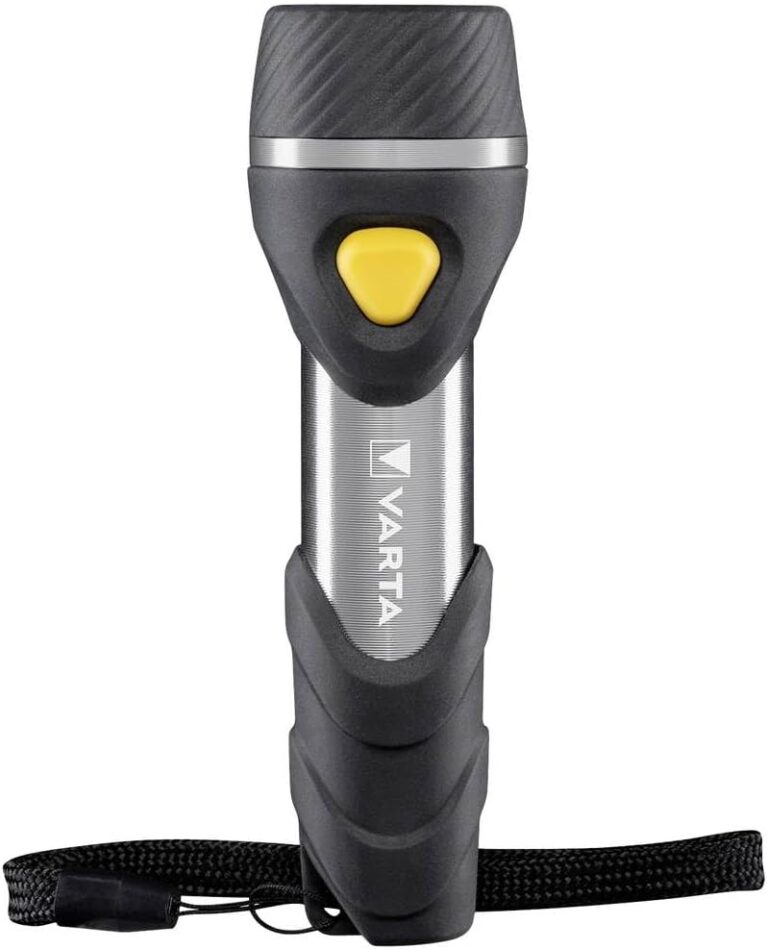 Varta Tageslichtschlüssel | Stoßfestes 3-Komponenten-Gehäuse, Aluminium und Gummi, Handschlaufe, inklusive 1x AA-Batterie, robustes und langlebiges Gehäuse
