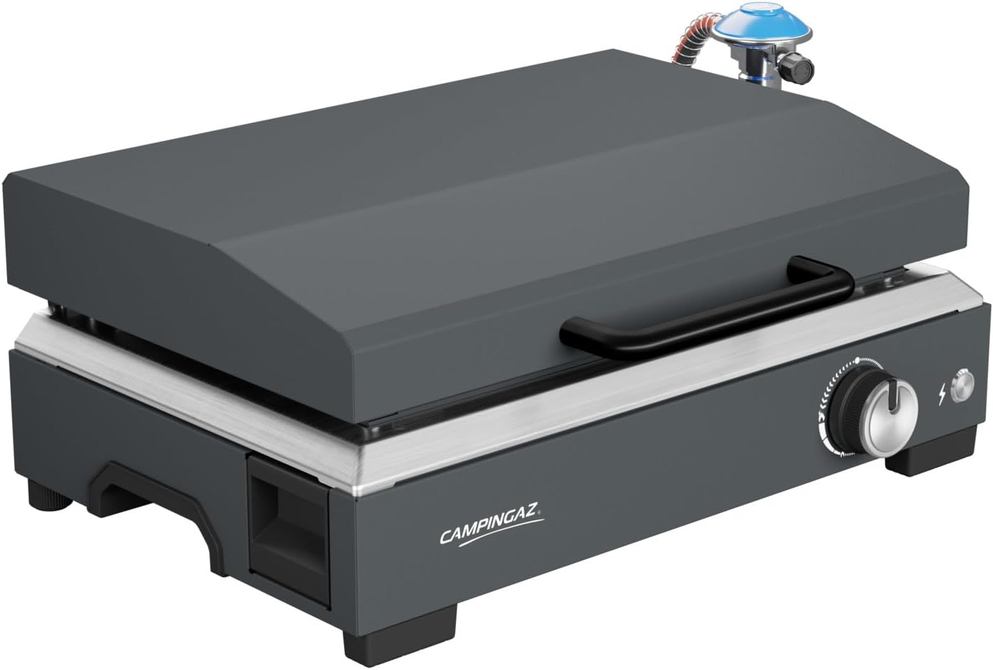 Campingaz Sigma 1 CV Gas-Plancha-Grillplatte mit Deckel | 2,8 kW Heizplatte | Tragbarer Tischgrill | Emaillierte Stahloberfläche | Brenner mit BlueFlame-Technologie für mediterranes Grillen