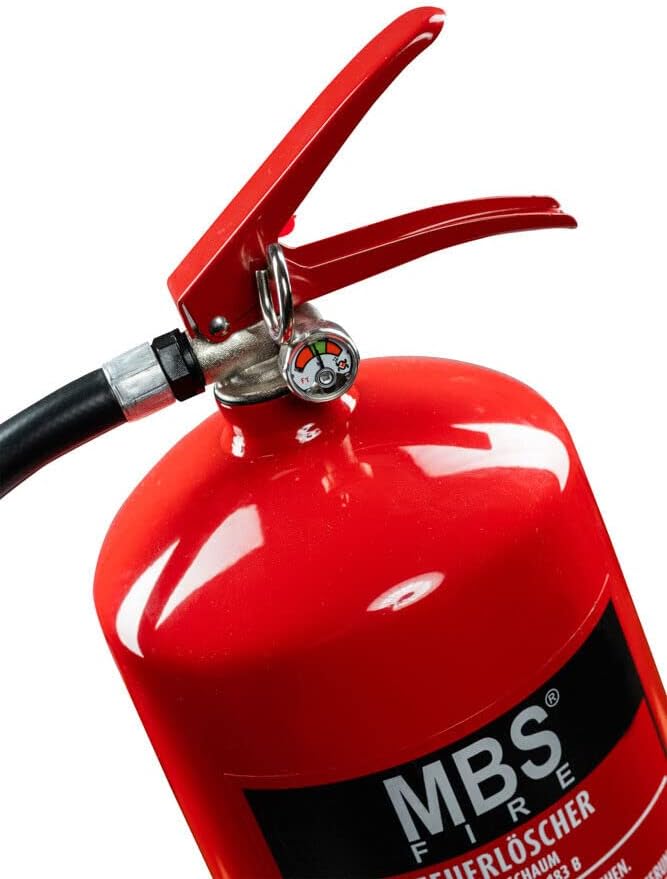 MBS FIRE Schaum-Feuerlöscher 6 L mit Manometer mit Wartungszertifikat 27A 183B, 2 Stück – Bild 5