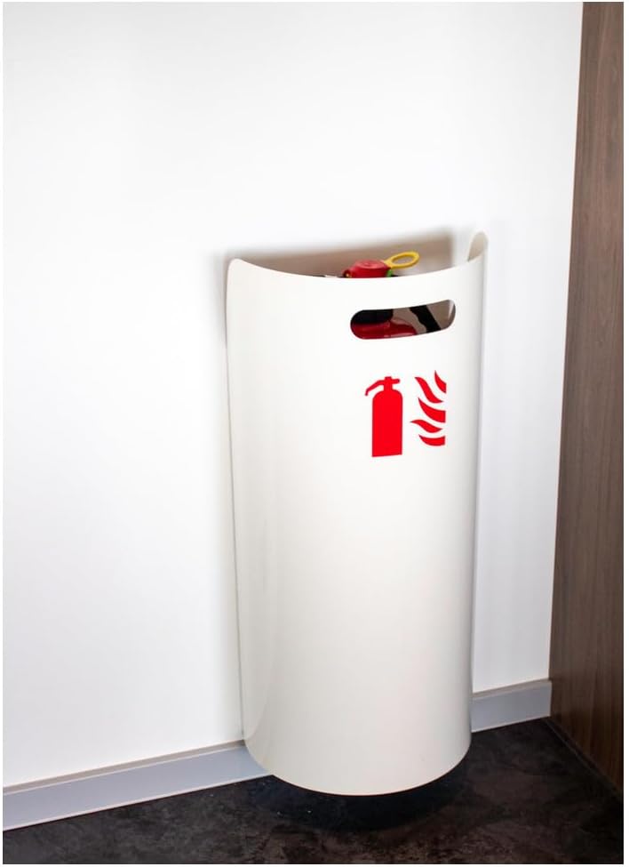 Dönges Feuerlöscher-Abdeckung, Feuerlöscher-Halterung, Design, Wandhalterung, Schutzhülle, Abdeckung, Sichtschutz für Feuerlöscher, Aufbewahrung für Feuerlöscher, Farbe Weiß RAL 9010 – Bild 5