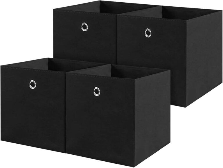 Faltbare Aufbewahrungsboxen 32 x 32 x 32 cm für Kallax-Regale – Stoffboxen mit Griffloch, platzsparend und stabil – Aufbewahrungslösung (schwarz, 4 Stück)