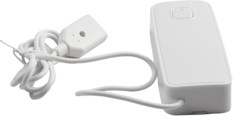 Intelligenter Wasserleckdetektor für Tuya-System, WLAN-Leckage-Sensor, Echtzeit-Benachrichtigung, Smart-Home-Sicherheitswerkzeug, Keller, Waschküche, weißer Kunststoff, 9,5 cm