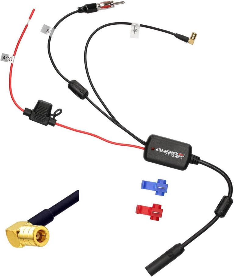 Audioproject A391 DAB-Adapter für Autoradio, Antennensplitter, DAB-Radio mit Antennenverstärker, Splitter, Autoradio, SMB-Adapter DIN für Sony Pioneer JVC Kenwood Blaupunkt Alpine DAB-Antenne Auto