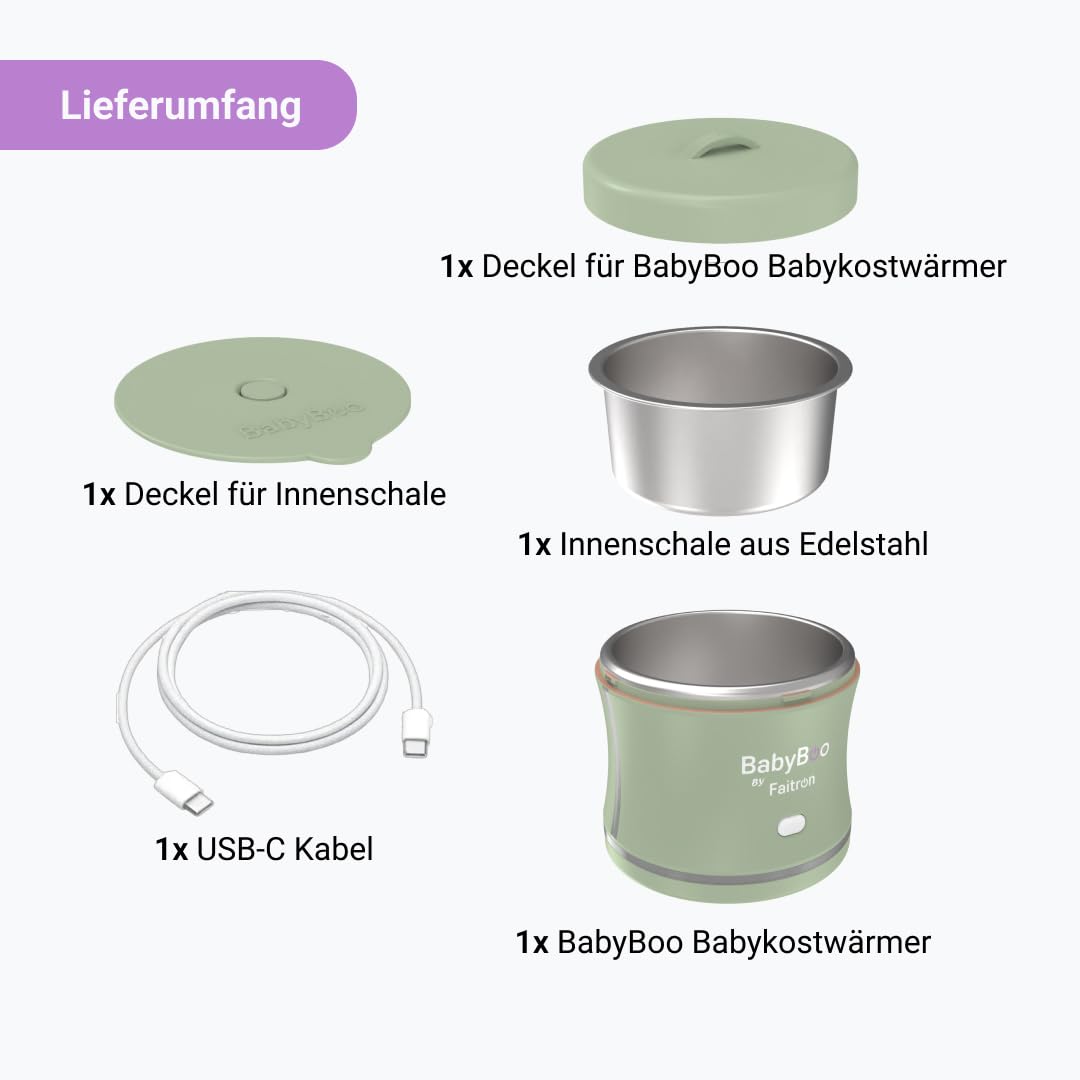 BabyBoo Tragbarer Babykostwärmer – Babykostwärmer mit Akku, App-Steuerung, 70 W LED-Ring, bis zu 45 °C, abnehmbarer Behälter, USB-C – Zuhause und auf Reisen – Bild 7