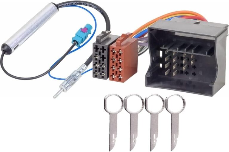 Radioadapter Quadlock auf ISO mit CAN Bus Fakra auf DIN Set Autoradio Adapterkabel Radioadapter Set Adapterkabel für VW Audi Skoda Seat Golf 5 6 Polo 9N Antennenadapter mit Phantomspeisung
