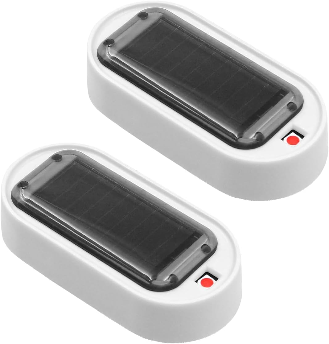 2 Stück Auto-Solarstrom, simulierter Dummy-Alarm, Warnung, Diebstahlsicherung, blinkendes LED-Sicherheitslicht, Auto-Alarm-LED-Licht – Rot – Bild 2