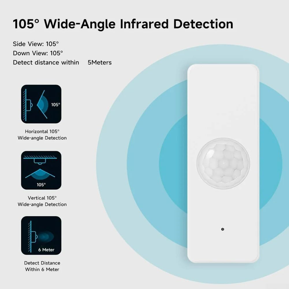 Bewegungsmelder für Shelly und Tapo, menschlicher Sensor mit PIR-Infraroterkennung, optionale mobile Erkennung für die Sicherheit zu Hause, Betrieb mit 2 AAA-Batterien (nicht). – Bild 6