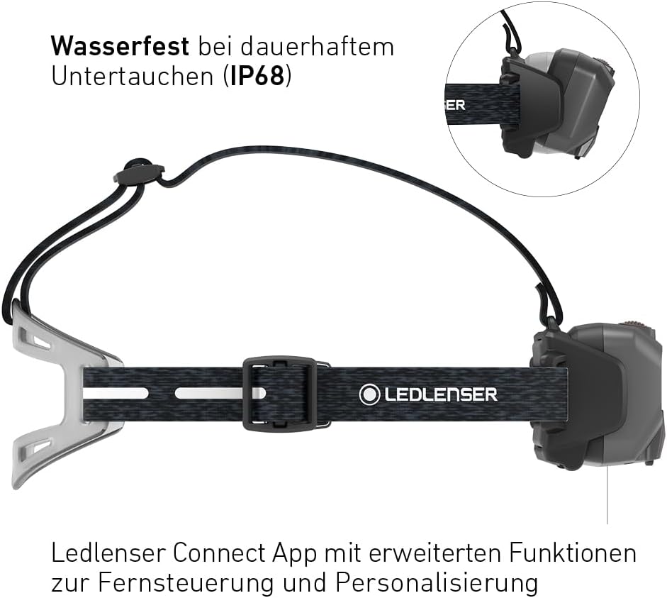 Ledlenser HF8R Signature batteriebetriebene LED-Stirnlampe, 2000 lm, IP68, 194 g | Automatisches Dimmen und Fokussieren, 220 m Leuchtweite, bis zu 90 Stunden Leuchtdauer, RGB-Lichtmodi, wasserdicht – Bild 3