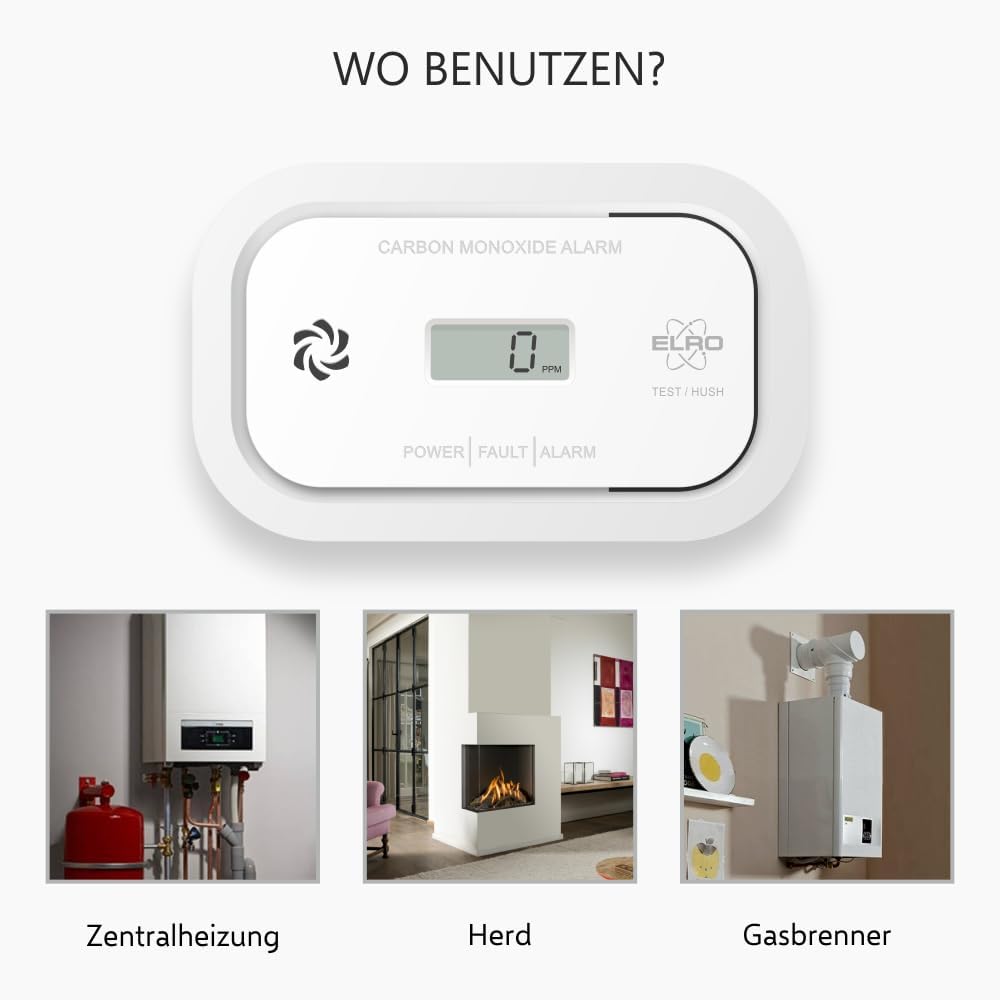 ELRO FC5010 Kohlenmonoxidmelder mit 10-Jahres-Batterie und Display | CO-Detektor entspricht der europäischen Norm EN50291 – Bild 3