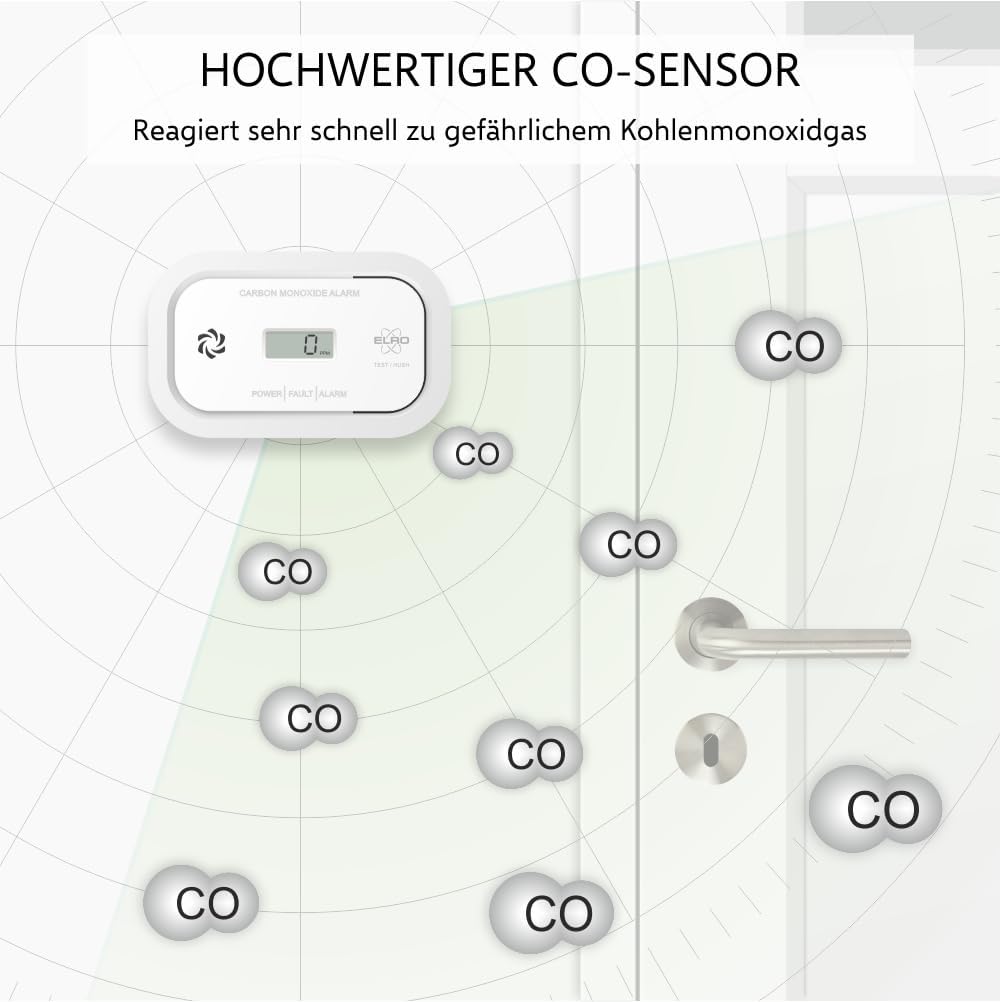 ELRO FC5010 Kohlenmonoxidmelder mit 10-Jahres-Batterie und Display | CO-Detektor entspricht der europäischen Norm EN50291 – Bild 5