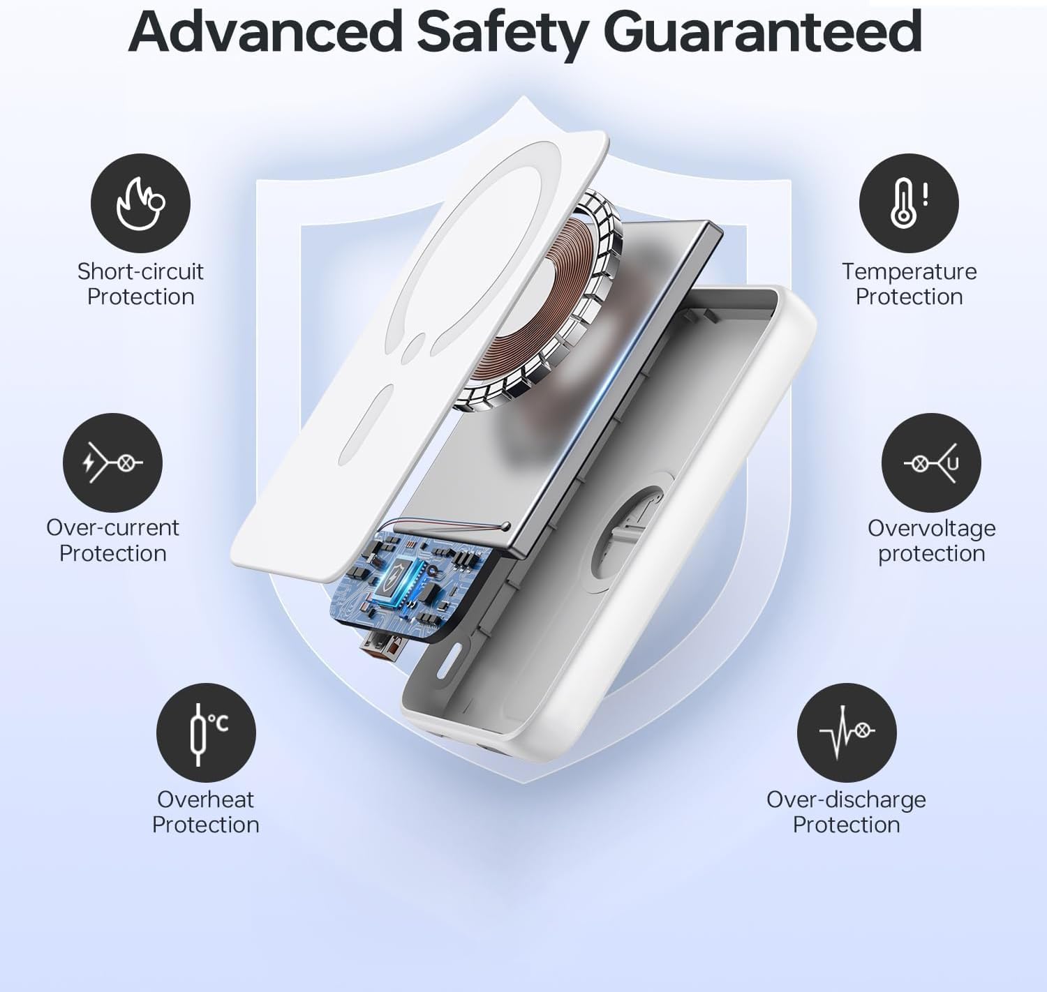 Powerbank 10000 mAh, magnetisches kabelloses tragbares Ladegerät Power Bank, USB C 20 W Eingang & Ausgang Schnellladung externer Handy-Akkus, kabelloser Akku-Pack induktives Laden für iPhone 17/16/15 – Bild 5