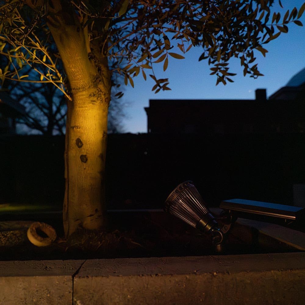 HOFTRONIC - Solar-Gartenstrahler Bend, IP65 wasserdicht, 3000 K, Gartenleuchte, LED-Solarleuchten für den Außenbereich, Solarleuchte, Erdspieß, Wegeleuchte mit Winter-Solarpanel, warmweiß, Garten-Solarstrahler – Bild 4